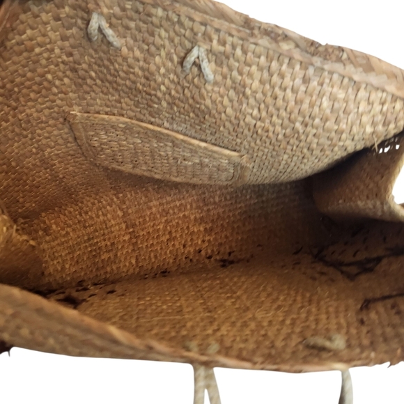 Vintage Woven Straw Palm Boho Beach Bag Tote - Picture 5 of 7